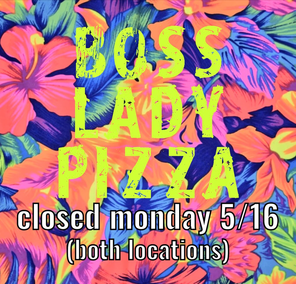 Reminder we are CLOSED today for an All Staff Meeting to support our summer #BLPsquad 🌺😎🙌. See y'all back at the shops Tuesday at 11am! 🍕

Regular Hours:
📍BLP1-Boulder: 11am-Midnight, daily!
📍BLP2-Superior: 11am-10pm, daily!
bossladypizza.com
