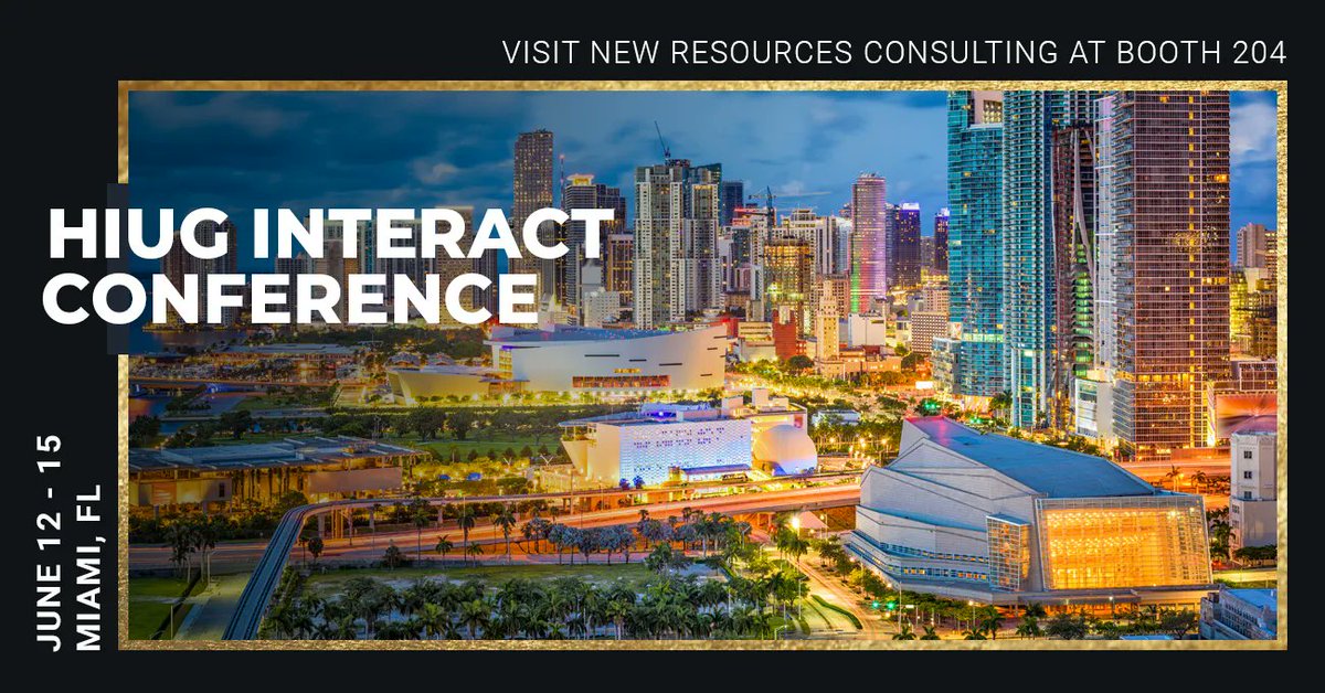 NRConsults's tweet photo. New Resources Consulting will be attending the 
@HIUG_Interact Conference in June! Will we see you there?

📍 Miami, Florida
📅 June 12 - 15
🏢 Booth 204

#NewResourcesConsulting #GoNRC #HIUG #Conference #JoinUs #Miami https://t.co/F0gxWBgwXK