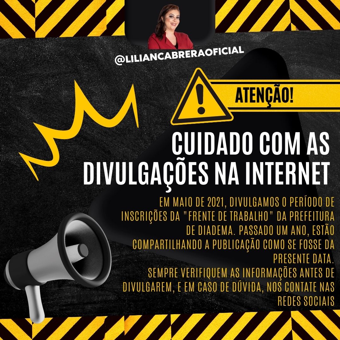 _LilianCabrera's tweet photo. Pessoal, recebi recentemente algumas perguntas sobre uma divulgação feita pela minha página sobre o período de inscrições no programa "Frente de Trabalho" da Prefeitura de Diadema. https://t.co/ZGod9zA3JA