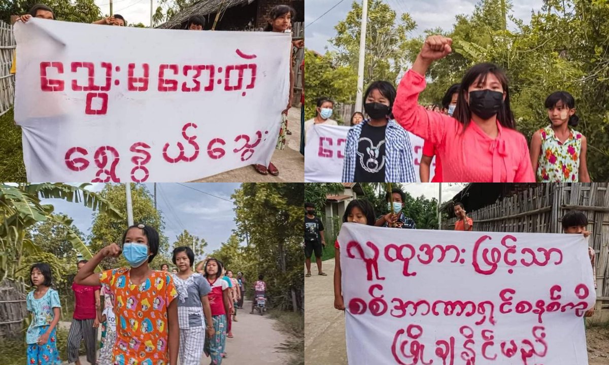 Anti-coup revolutionary strike in Sagaing's Yinmabin Twp, Beinwechaung Vlg.

#2022May16Coup #WhatsHappeningInMyanmar