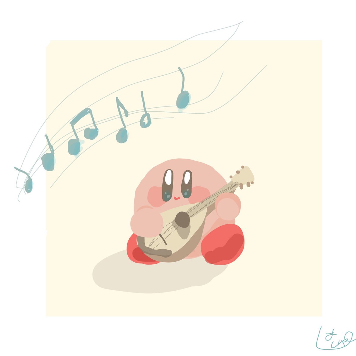 kirby instrument no humans musical note music sitting solo guitar  illustration images