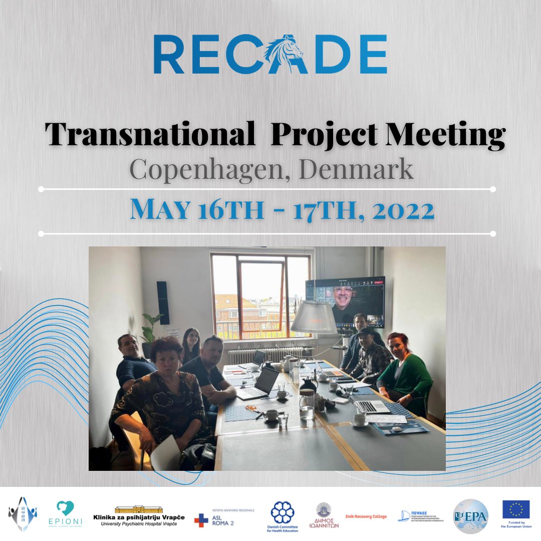 epioni_ngo's tweet photo. ➡️ Education on #recovery for adults with #mentalhealth problems is the heart of #recade Erasmus+ project. #Recade Partners are meeting in person in Denmark today and tomorrow! @epsep_amke @epioni_ngo @kresimirr @MacMunter @KomSundDK @Euro_Psychiatry @CaroppoEmanuele #aslroma2 https://t.co/ukDztgOkmH