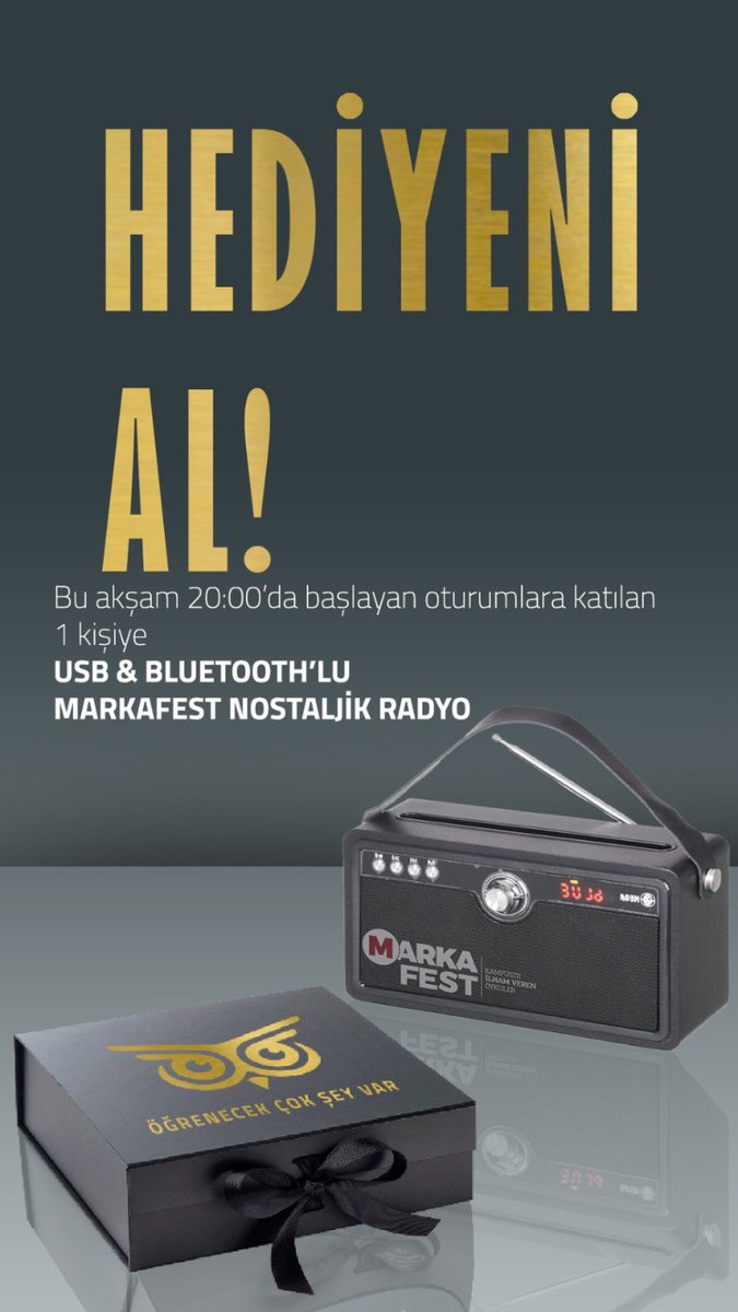 markafest's tweet photo. MarkaFest’ten gelecek hediyeler seni bekliyor! Sen de MarkaFest Akademi’nin canlı oturumları sırasında Youtube canlı sohbetten verilecek olan katılım ve çekiliş linkine tıkla, formları doldur, sen de ismini listeye ekle! https://t.co/wZkDjzDNDS