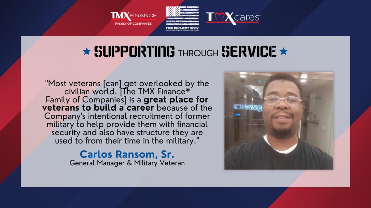 #TMXProjectSERV: Securing Employment for Respected Veterans aims to develop veterans, transitioning service members, &amp; military spouses into integral Team Members. Come join the #TMXFamily and search our current career openings! tmxcareers.com