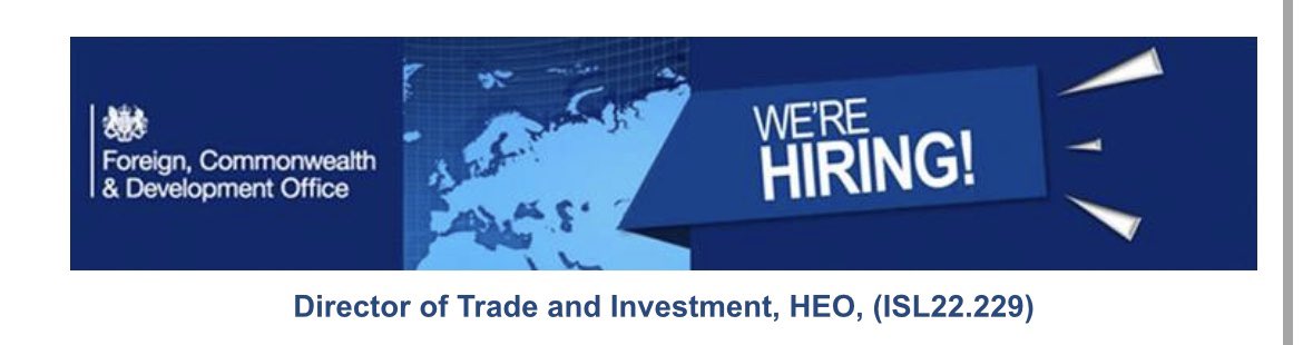 JOB OPPORTUNITY! We are recruiting for a dynamic individual to join the British Embassy Reykjavik team as our new Director of Trade and Investment. Application deadline 30 May. Job starts August 2022 <a href="/UKinIceland/">UK in Iceland 🇬🇧🇮🇸</a> #jobopportunity #Iceland 
Apply here: fco.tal.net/vx/appcentre-e…