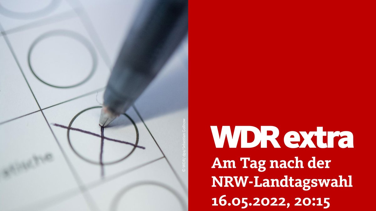 WDR's tweet image. Das WDR Fernsehen zeigt heute Abend (16.05), 20:15 Uhr, ein #WDRextra zum Ergebnis der NRW-Landtagswahl, moderiert von @WieselerSusanne und @mrmrdietz.