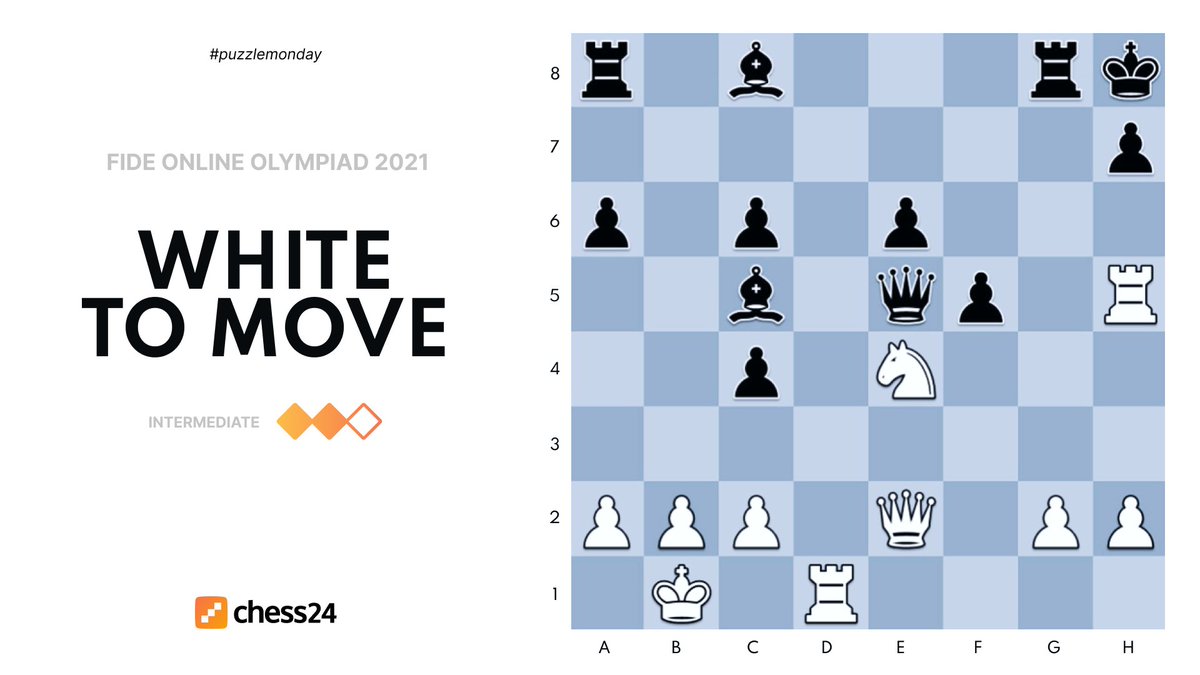 chess24com's tweet photo. #PuzzleMonday! FIDE Online Olympiad 2021 | Kosteniuk, A. vs Krush, I.
The reigning Women's Rapid Champion is well known for her tactical ability. What would you play with the White pieces? https://t.co/qmMlJw9xkd