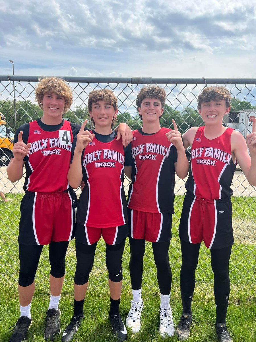 jyllie's tweet photo. Holy Family, State champions in the girls long jump and boys 4x100! Also, 6th place boys shot put boys 400m dash. #crusaderpride https://t.co/n6MRYNYAqm