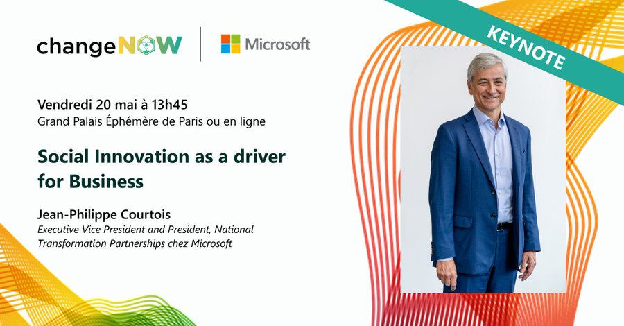 JP_Courtois's tweet photo. I look forward to speaking at the world’s largest event for the planet, @ChangeNOW_world in Paris. Join me this Friday where I’ll be discussing Social Innovation as a Driver for Business at 1:45-3:00PM CEST: https://t.co/0CoOJyrc57 https://t.co/0F2LP9qPzX