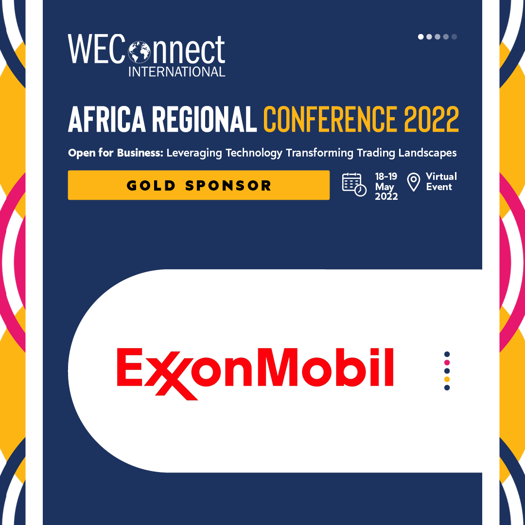 WEConnect_SA's tweet photo. Gold sponsor @exxonmobil uses @WEConnection’s database of women-owned businesses to identify potential suppliers. Helping women across the globe fulfil their economic potential. Connect with @exxonmobil at our regional conference on 18 – 19 May 2022. https://t.co/3Ec1OW6bPX https://t.co/jGyViu701E