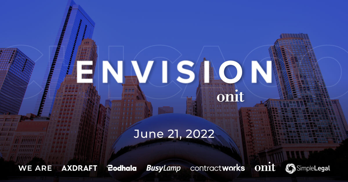 OnitApps's tweet photo. Join the Onit family of companies for an afternoon in Chicago, where you’ll get a front-row seat to the next generation of innovation in legal technology. 

It's time to evolve Legal's image. It's time to bring Legal closer to the business. Envision it.

https://t.co/61iLdLFqvo https://t.co/fY0wmxMw28