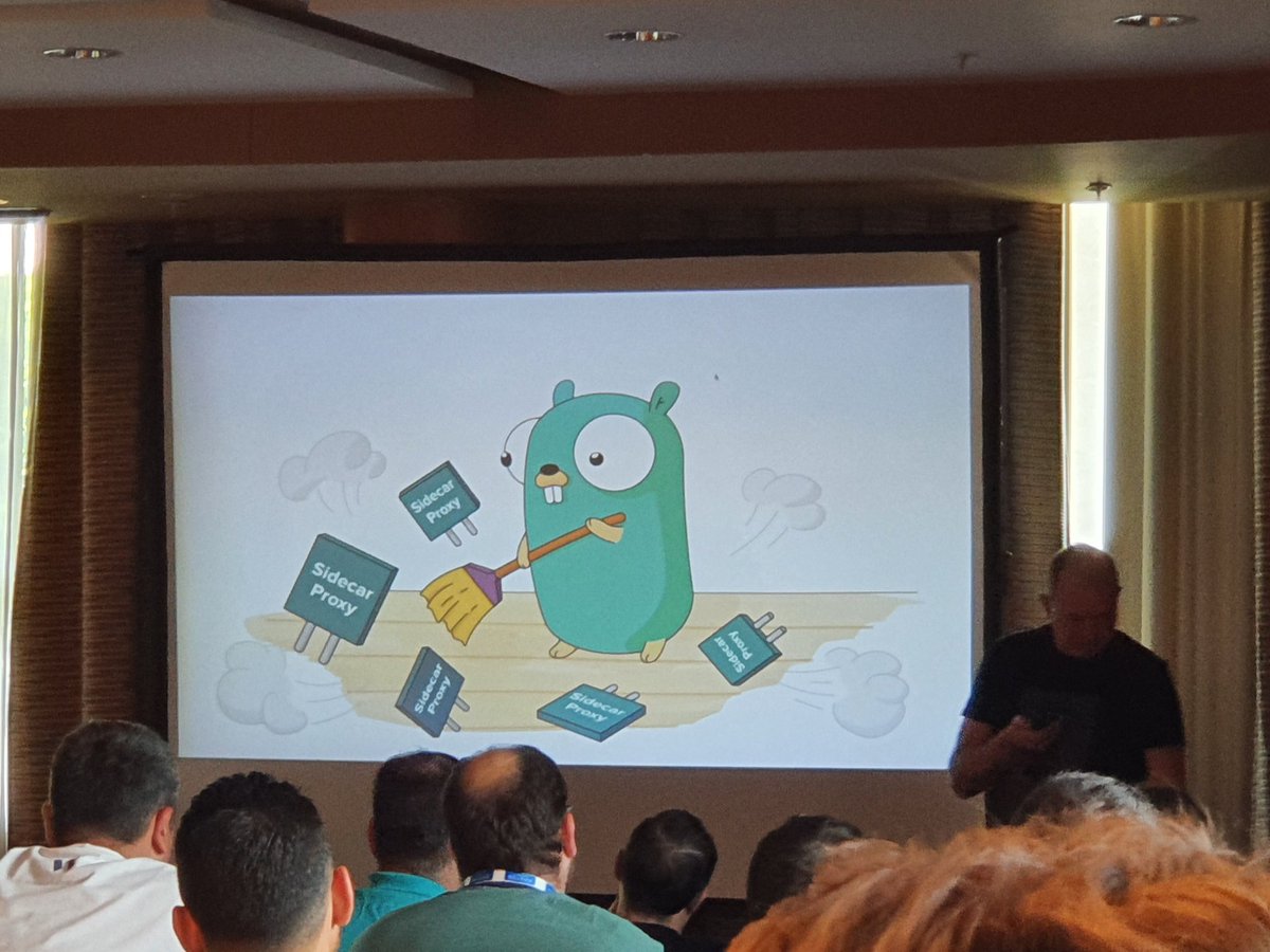 danielbryantuk's tweet photo. Some very interesting commentary and opinion on eBPF for use in service mesh, by @louiscryan at #ServiceMeshDay
My interpretation: eBPF is great for extending capabilities for handling Layer 4 traffic, but something like @EnvoyProxy (with WASM?) will be better for Layer 7 https://t.co/DEmKunqnTA