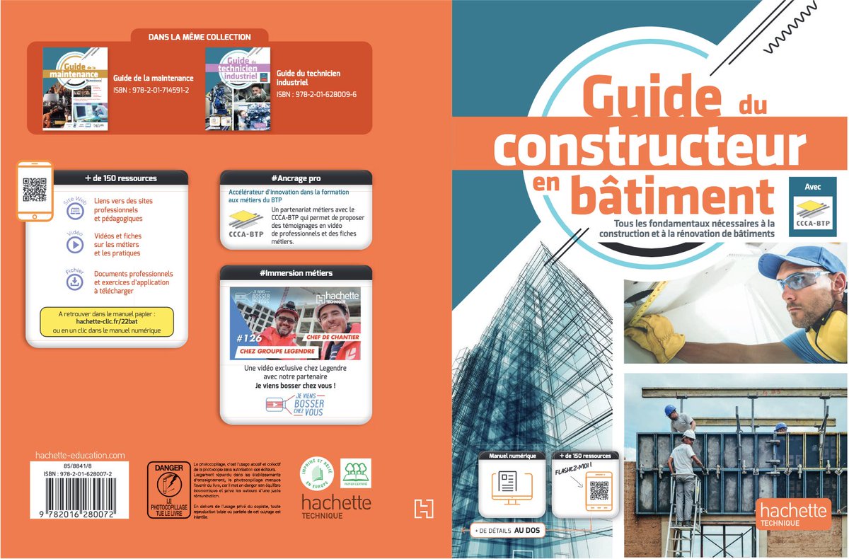 Geryoutubeur's tweet image. Élèves et professeurs ont de la chance...Bravo @LegendreImmo en 4e de couverture de ce nouveau Guide du constructeur en #bâtiment !
Merci @HachetteEduc x #HachetteTechnique pour notre partenariat au service de la jeunesse👷‍♀️🏗📐 
#education #formation #BTP #lyceepro #lyceetechno