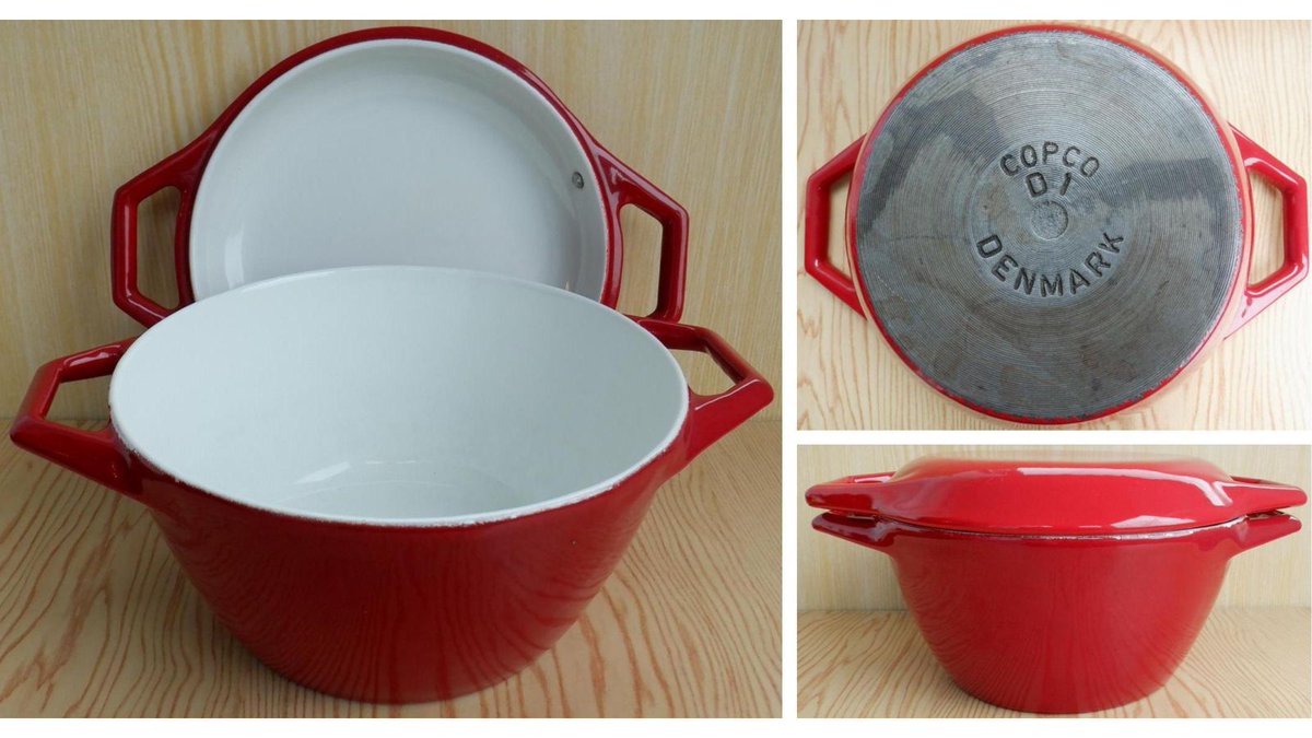 A vintage Copco D1 red and white enamel 1 litre cooking pot. Made in Denmark.

🛒 ebay.co.uk/itm/3043485780… #Vintage #Copco #MadeInDenmark #MasterChef #vintageforsale #vintageshop #eBay