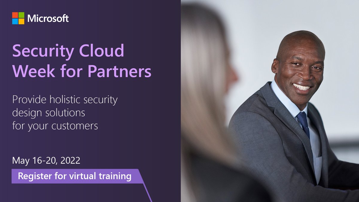 mslearningcurve's tweet image. Microsoft Security Cloud Week for Partners starts today! Join and understand how to deploy security long term and discover the right type of solution to implement. 

Register now:  msft.it/6013bM2tz #MSCloudSkills