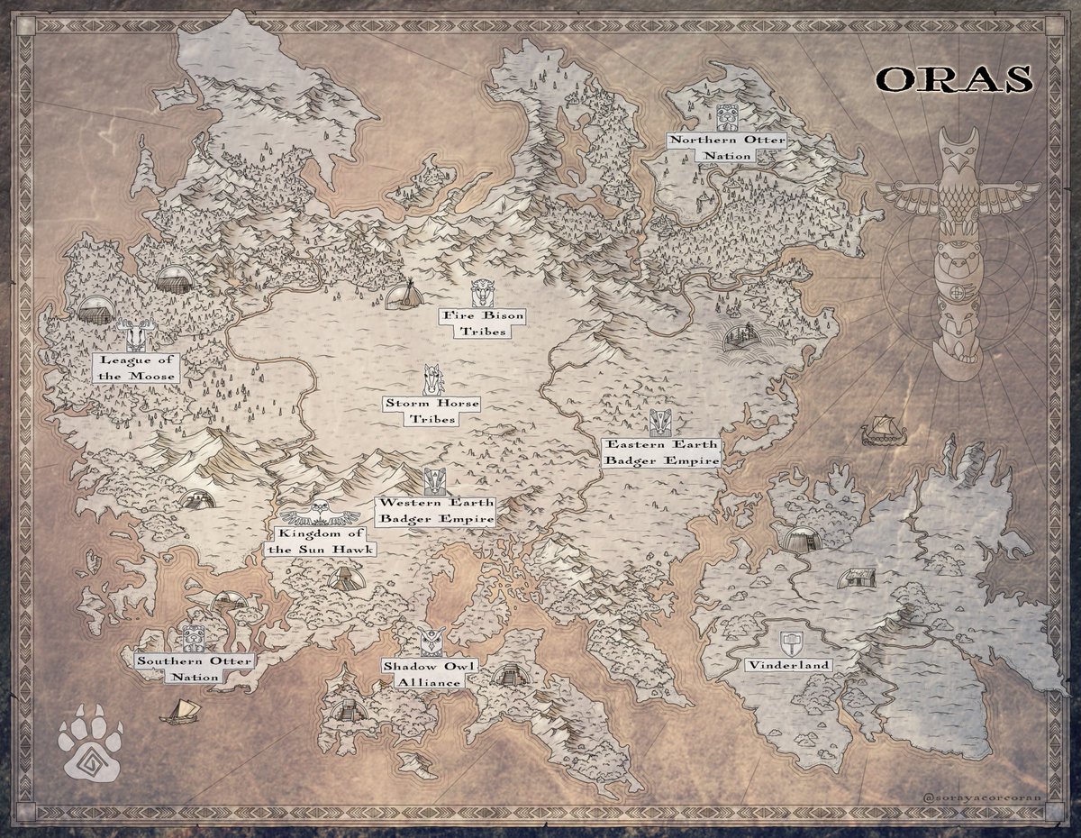 Fun new map commission I did for <a href="/D_Sidd/">Derek Siddoway</a> 
There are lots of cool elements and details in this piece and I had a great time drawing it!
The book MANA BEASTS is available here derekalansiddoway.com/mana-beasts/
#fantasymap