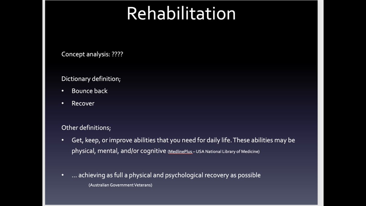 Nice. It’s hard to find definitions in the physiotherapy literature unbelievably. ‘Concept analysis’ would make a great MSc dissertation I think. Should it incorporate psychological and cognitive capability as well as physical capability?
