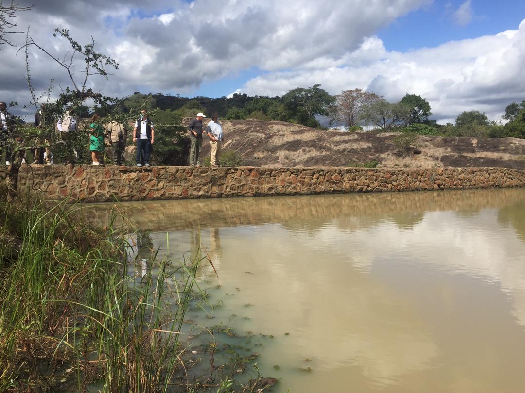 CAREZimbabwe's tweet photo. 2/2 @CAREZimbabwe Country Director @pcsikana , led the mission delegates as theymet and interacted with #ECRASproject participants in ward 3  where the project constructed a 50 000 cubic meter dam that is supporting an estimated 400 households from 6 villages.

 @nmcvivian https://t.co/Rl0pDyD00F
