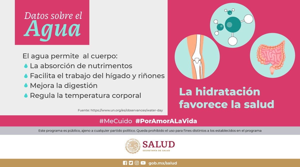 SSalud_mx's tweet photo. 💧 Datos sobre el #Agua 💧

En esta época de calor, hidrátate con agua natural.

Aprende más en ➡️ https://t.co/3dHeMnLHSR 

#MeCuido #PorAmorALaVida https://t.co/mIkiu2QLQ7