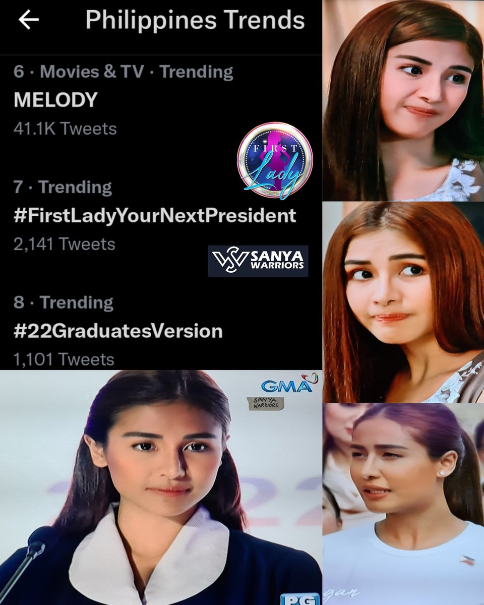 SanyaWarriors's tweet photo. Happy Trending Monday! Tutok lang sa #FirstLady mula Monday to Friday 
#FirstLadyYourNextPresident @sanya_lopez  @gmanetwork @GMADrama @akosi_LA @JojoNones https://t.co/vndOPzDQg1