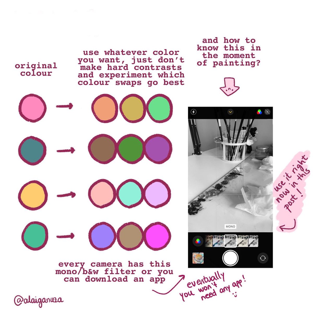 alaiganuza's tweet image. And this is another slide of yesterdays post about #colortheory #painting #tutorial 🥄