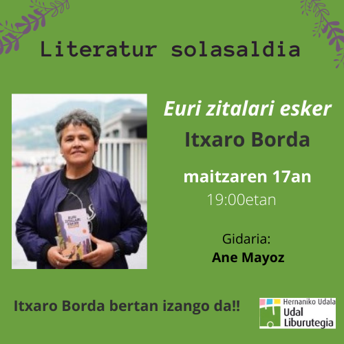 libhernani's tweet photo. Aste honetan Itxaro Borda #liburutegian izango dugu!  Ezagutzen al duzu? #zatoz #hernani https://t.co/G7ZZIwavXw