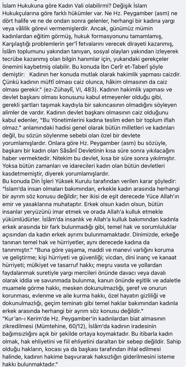 İslam Hukukuna göre kadın Vali olabilir mi?