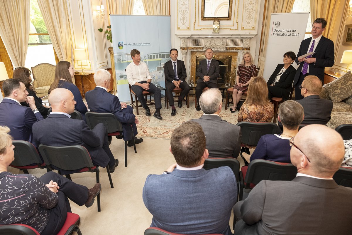 UCDALUMNI's tweet photo. HE @PJohnstonFCDO welcomed UCD Foundation and guests to Glencairn House for an event focused on #NextGenerationConstruction 🛠️👷
The panel discussion included @OrlaFeely, @AoifeAhern1, @AEHendersonBAM, @smithiesgeorge and @rkdarchitects represented by UCD alumnus, David Browne. https://t.co/aPkqhJmdbr