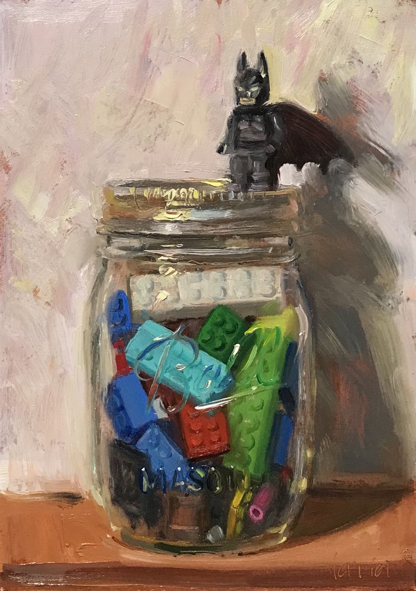 My oil painting of a Jar of Legos