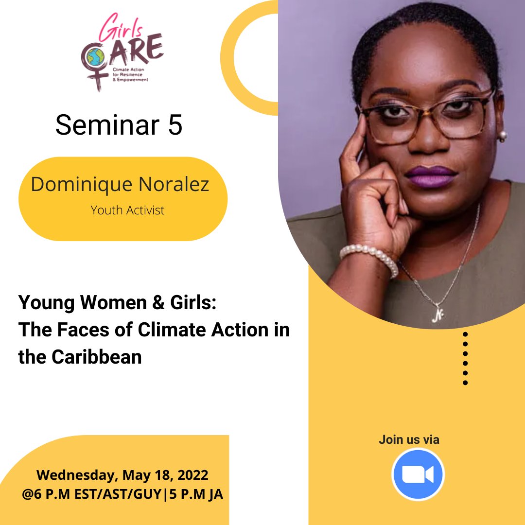 This week we will be joined by the fearless @dominiquenoralez of Belize who will share her story as a youth #climate #activist working with women and girls across the #Caribbean.