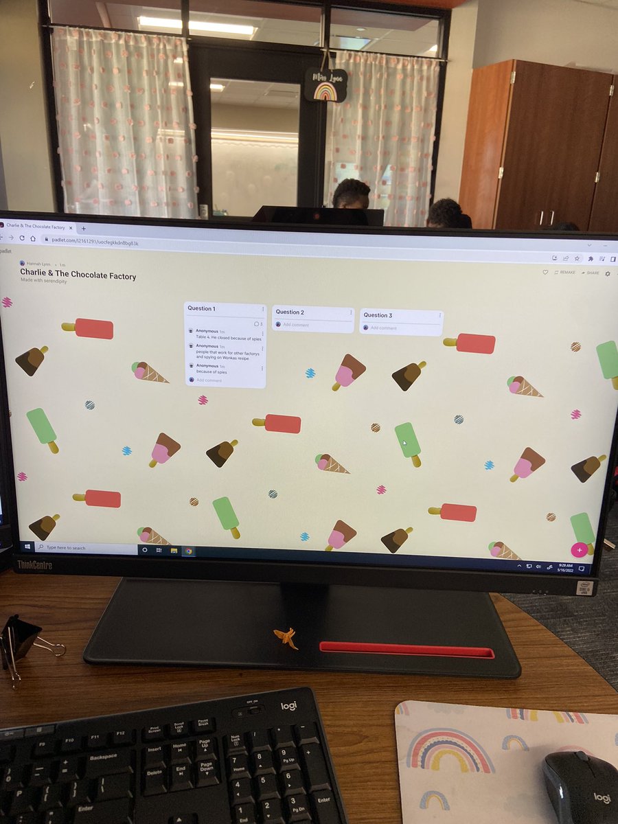 Using Padlet today to answer questions about our new book!🍫🍬🍭