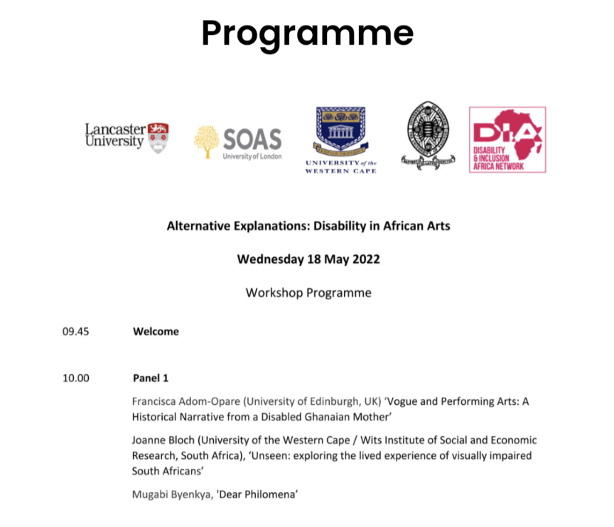 mugabsb's tweet photo. Join me for the workshop 👇 Wednesday. All times are in BST, so make sure to convert accordingly. Very excited to be amongst such esteemed guests and for a further foray into academia for this #GradSchoolDropout #DisabilityStudies #DearPhilomena #DisabledArtist #DisabledAfrican https://t.co/FDUHJGWQYz
