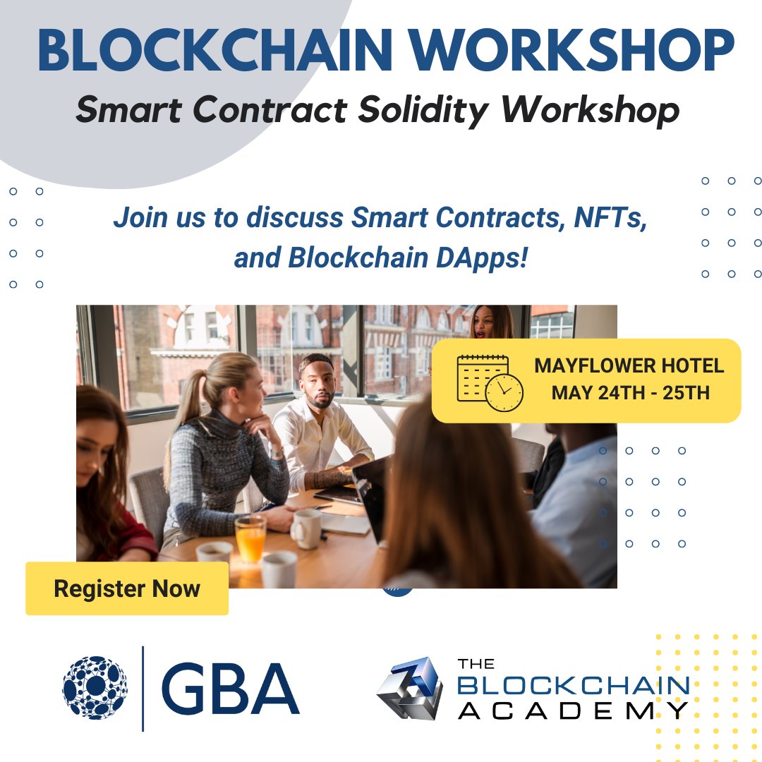 BlockchainAcade's tweet photo. Don’t miss out on the upcoming SMART CONTRACT SOLIDITY WORKSHOP with GBA @gbaglobal and The Blockchain Academy LIVE in Washington D.C.!! 

ONLY 6 DAYS LEFT TO REGISTER!! ⏰

Register here 👉  https://t.co/AVxW7UbgAE https://t.co/4ayr75Rk8n