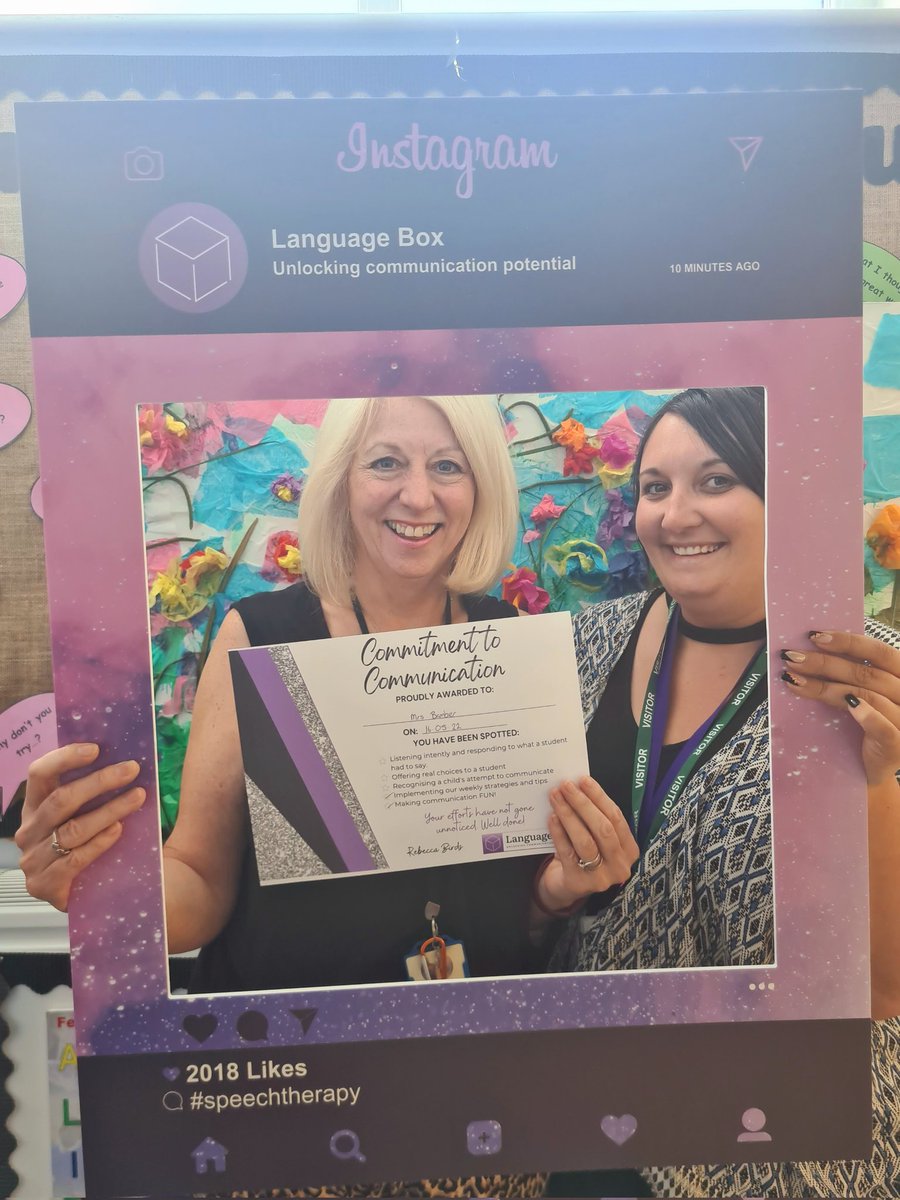 Rebecca_Birds's tweet photo. Congratulations to Mrs Bamber @teresaoflisieux for showing a 'Commitment to Communication'. A truly dedicated member of staff putting the children's communication at the heart of everything she does! 💜🌟@LanguageBoxSLT #LBawards #youvebeenspotted #CommitmenttoCommunication https://t.co/RSJMqVW10I