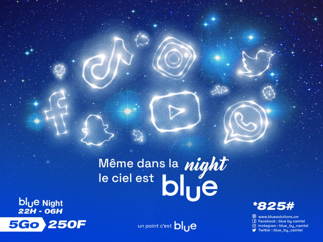 blue_by_camtel's tweet photo. Le forfait favori des noctambules est disponible.
Tapez *825# et activez 5 Go valides entre 22h et 6h à 250Fcfa. 
#LifeIsBluetiful #BlueNight https://t.co/iBebhm5kfv