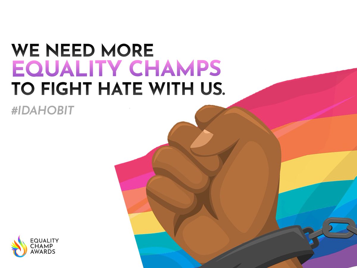eqchampawards's tweet photo. To end homophobia, biphobia, intersexphobia and transphobia, we must find and mobilize more equality champs to fight with us. 🏳️‍🌈✊🏾🏳️‍⚧️

#IDAHOBIT https://t.co/c1vsuKNyka