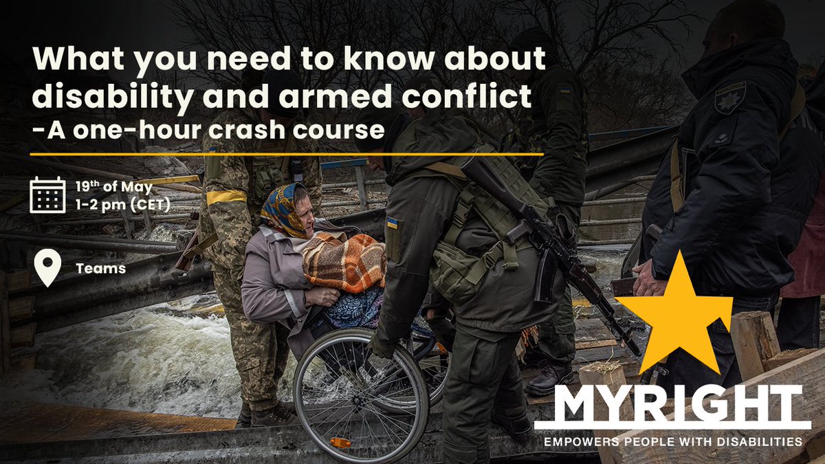 Learn how you and your organisation can be more disability inclusive in your humanitarian efforts. <a href="/MyRight_se/">MyRight</a> gives you a one-hour crash course on what you need to know about persons with disabilities in armed conflict.
📆May 19th at 1PM CET
👉bit.ly/3LiAosV