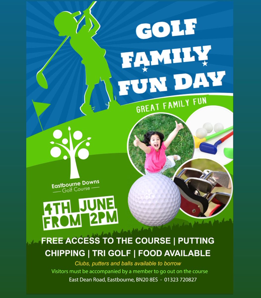 Get your clubs ready and bring the kids to our family fun day at Eastbourne Downs on 4th June. FREE access to the course with equipment available to borrow for your little ones. See you from 2pm ⛳️ #golf #familyfun #eastbourne