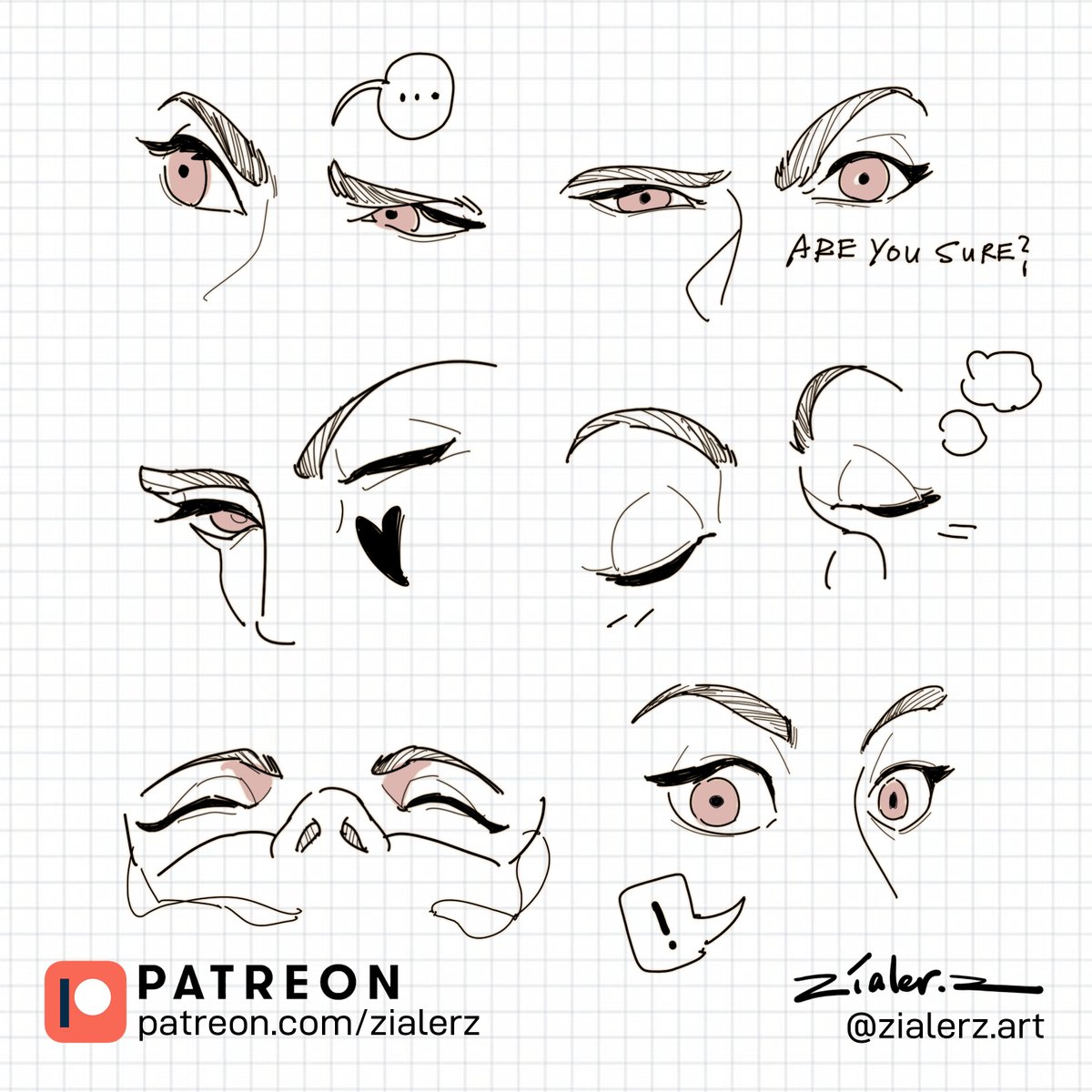 zialerz's tweet image. Let&apos;s have some lovely eyes sketches 😳😳😳
Will try out more emotional eyes on next few more drawing 😋
.
.
#eyes #referencesheet #referenceposes #anantomy #poses #anime #manga #dailypractice #lineart #comic #inkingart #sketchingideas #photoshopdrawing #digitalartist #inking