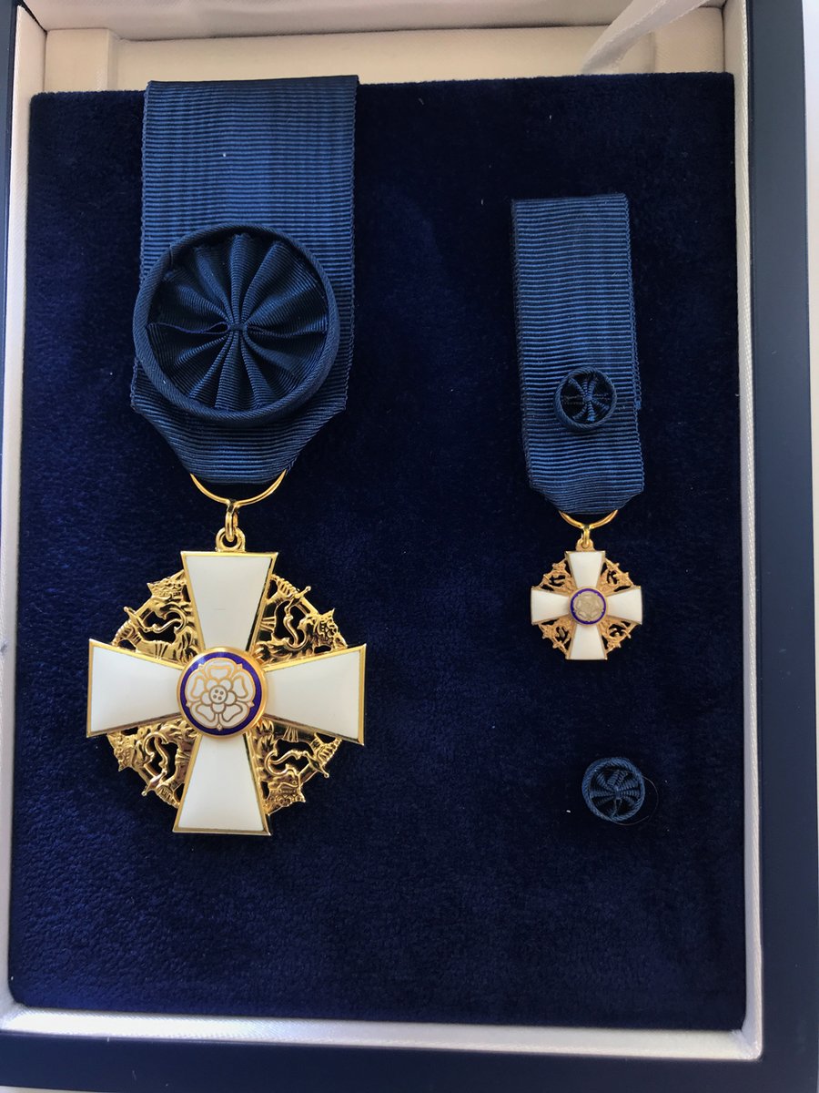FinEmbNL's tweet photo. Professor emeritus Rune R. Frants #decorated at the Finnish residence with a #KnightFirstClass #OrderOfTheWhiteRoseOfFinland. Congratulations and thanks for the work promoting relations between 🇫🇮 and 🇳🇱! #decorations https://t.co/NEoGNg8NQb