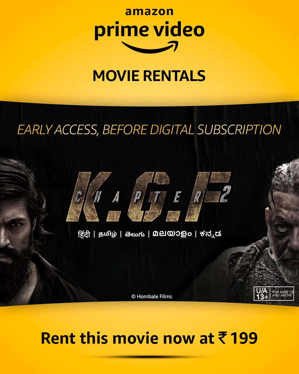 #KGFChapter2 Now Available for early access on @PrimeVideoIN 
Watch the Magnum Opus before Digital subscription 

#EarlyAccessOnPrime rent now #KGFChapter2onprime 

#YashBOSS #TeamYash @TheNameisYash
 #KGF2