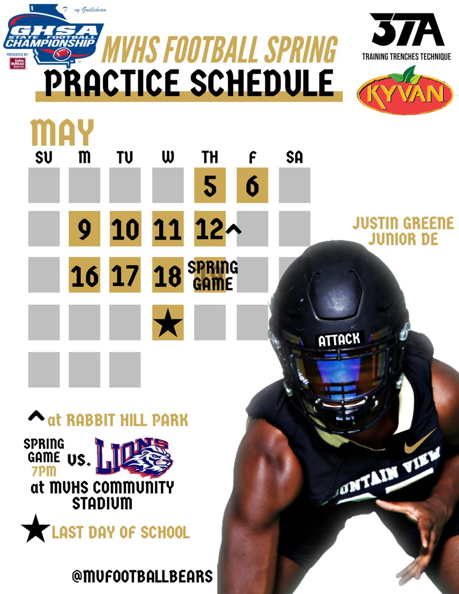 MVFootballBears's tweet photo. IT'S ALWAYS FOOTBALL SEASON!!!
🏈Spring Game vs @PTRFootball 
🎯this Thursday, May 19
⏰7pm
🏟️MVHS Community Stadium
💲Tickets only $5 https://t.co/OrCTBWHe2E
