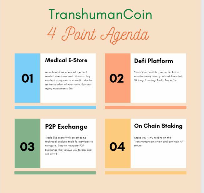 fashemmy2010's tweet photo. #transhumancoin, about to launch;
*Medical E-store
*P2P exchange platform
*Defi platform
*On chain staking. 

#Transhumancoin is all bout humanity. Don't just buy anyhow coin, buy coin with humanity utility. 

#Transhumanism 
#cryptocurrency 

@transhumancoin @elonmusk @peterxing https://t.co/JkB1yzjle6