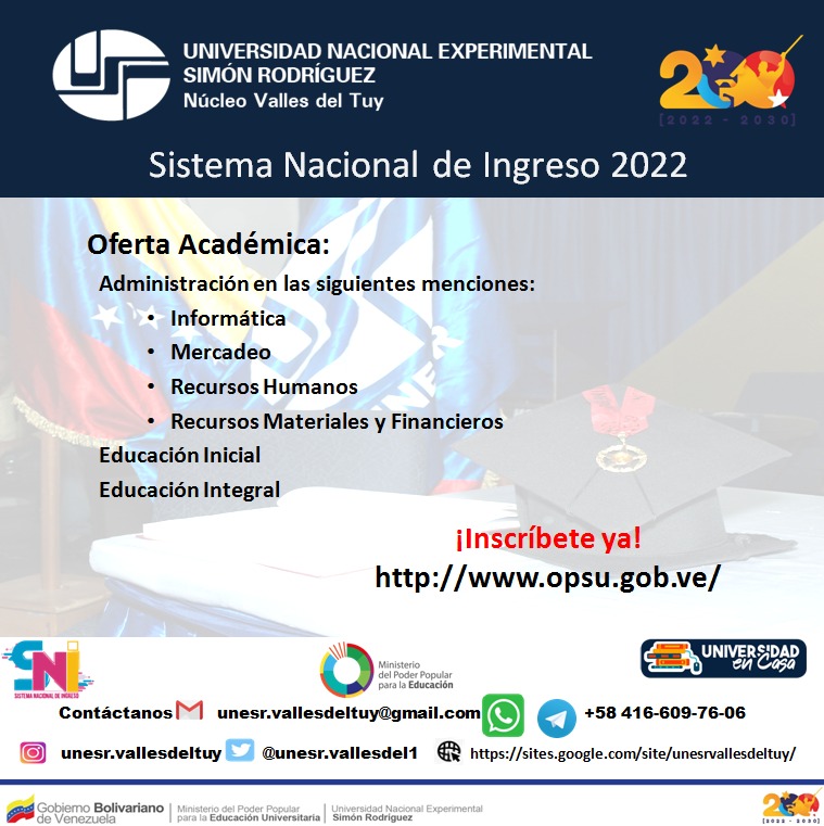 unesrvallesdel1's tweet photo. Joven bachiller participa en el sistema nacional de ingreso 2022 opten tu cupo en la Unesr https://t.co/NUQR3dknQ4