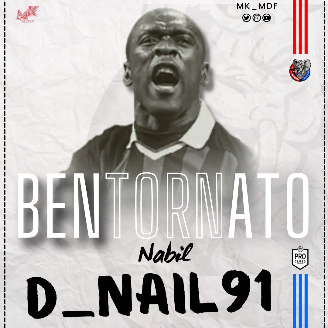 🔴 𝗕𝗘𝗡𝗧𝗢𝗥𝗡𝗔𝗧𝗢 𝗡𝗔𝗕𝗜𝗟 🔵

 #D_Nail91 è un nuovo player degli MDF!

💪🏻 Bentornato Nabil! 👏🏻

♥️💙 #malatidififa #GoMDF #ForzaMDF #MKgaming #PlayStation5 #FIFA22