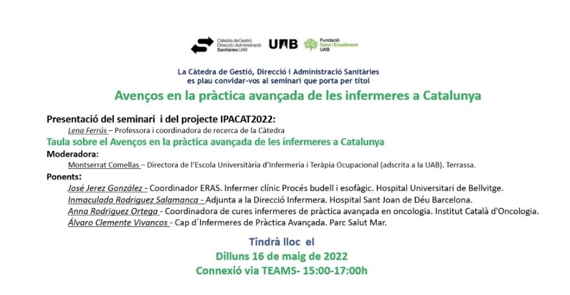 sonia__sevilla's tweet photo. Quatre experiències d’institucions amb aposta ferme per el desenvolupament, la sostenibilitat i la qualitat de les cures.
Desenvolupament de certificacions de la #IPA, avaluació/millora continua i motivació professional #IPACAT @josejerezg @alvarocv131 @irodri37
#IPACAT22 https://t.co/vOq7mgnV6z