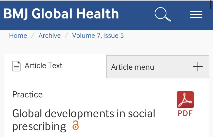Hot off the press our newly published paper <a href="/GlobalHealthBMJ/">BMJ Global Health</a> 📰🗞
A coming together of brilliant colleagues from across the world👏

<a href="/dfmorse23/">Daniel Morse</a> @KateMMulligan <a href="/kerrynhusk/">Kerryn Husk</a>  <a href="/sianslade/">Siân Slade @sianslade.bsky.social</a> @GSP_Alliance <a href="/SocialPrescrib2/">Social Prescribing Network</a> <a href="/MariePolley1/">Marie Polley</a> <a href="/DrCristianoFig/">Cristiano Figueiredo</a> <a href="/MiiaPalo/">Miia Palo</a> <a href="/LeanneWells63/">Leanne Wells</a>
<a href="/NASPTweets/">The National Academy for Social Prescribing</a>