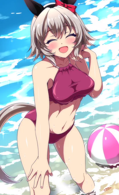 カレンチャンと海に行きました絵🏖️
#ウマ娘 