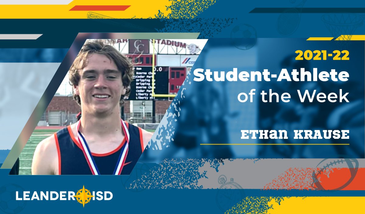 LeanderISD's tweet image. A remarkable competitor in &amp;amp; out of the classroom, Ethan Krause has earned the distinction as #1LISD Student-Athlete of the Week! The @TomGlennHS junior plays Grizzly soccer &amp;amp; runs track. 
“A great leader, he sets the example for every student-athlete.”
What an inspiration! 💫