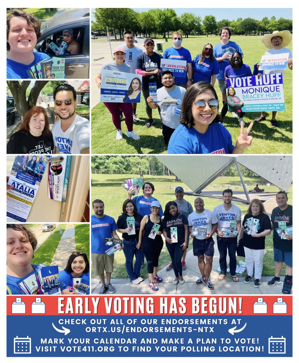 OurRevNTX's tweet photo. Happy Early Voting, NTX! 🗳
TODAY, early voting for the May 24th Democratic Primary Run Off Election has ✨officially✨ begun! It's time to get out and VOTE for the best candidates that will fight for bold ideas! 👏
🧵 (1/4)
Plz like & RT to help get #texasvoters to the polls! https://t.co/2jkDAJ7BDs